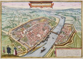 Old map of Frankfurt by Braun and Hogenberg (Civitates Orbis Terrarum)