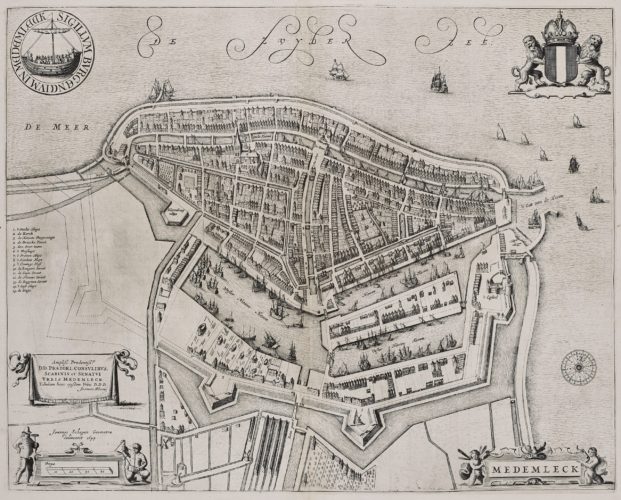 Old map of Medemblik by Joan Blaeu, 1652