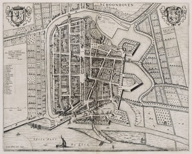 Old map of Schoonhoven by Blaeu, 1650