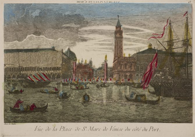 Optica print of San Marco Place in Venice, viewed from the harbour, by Maillet