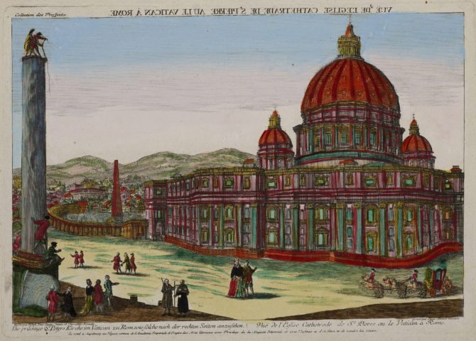 Optica print of Saint Peter's at the Vatican by the Académie Impériale at Augsburg