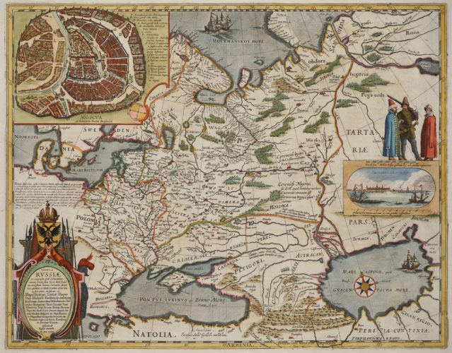 Old map of Moscou region by Willem and Joan Blaeu