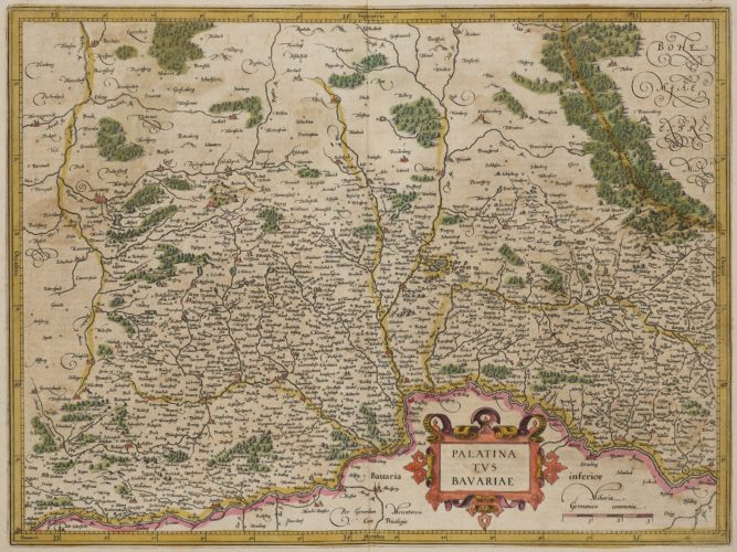 Old map of Bavaria, originally by Mercator, issued by Hondius 1623