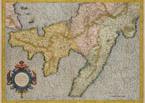 Old map of South Italy by Mercator, published by Hondius in 1619