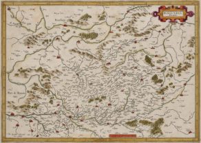 Old map of Burgundy (Bourgogne, made by Mercator and published by Hondius