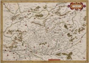 Old map of Burgundy (Bourgogne, made by Mercator and published by Hondius