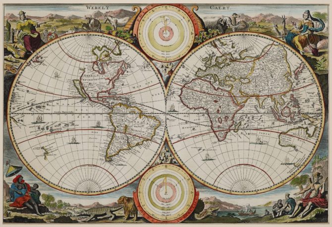 old map of the World by Daniël Stoopendaal, 1710