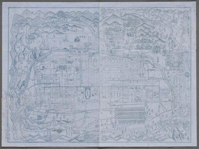 Old Japanese map of Kyoto, mapmaker unknown, circa 1880