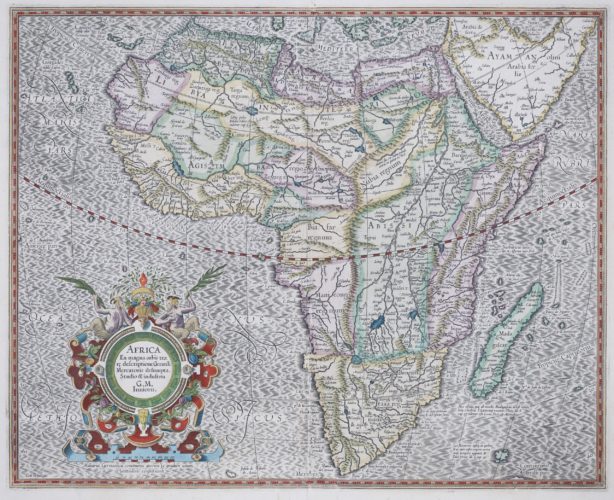 Old map Africa by Henricus Hondius, 1628