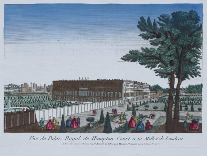 Optica print of the Royal Palace of Hampton Court by Chereau