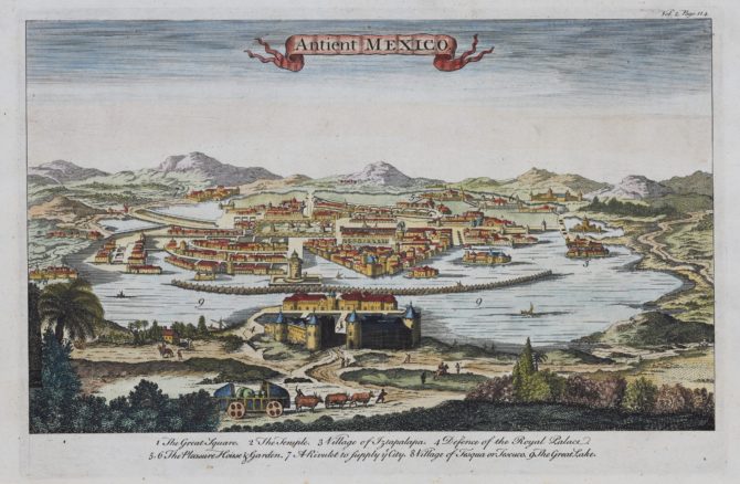 Old view of Ancient Mexico by Emanuel Bowen, 1764