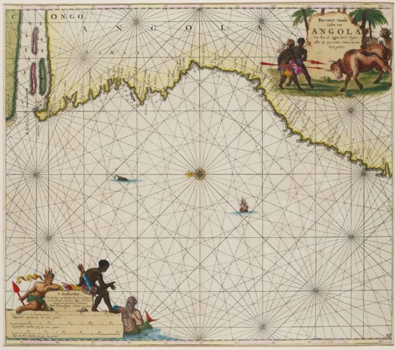 chart of the coast of Angola with the Zaire river, by van Keulen