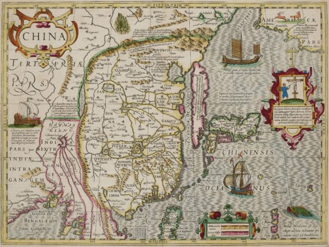 Old map of China by Hondius, 1633