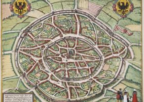 Old map of Aachen by Braun & Hogenberg, 1572