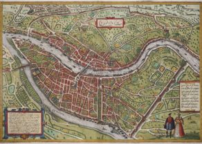 Old map of Lyon by Braun and Hogenberg, 1572