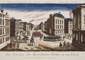 Optica print: entry of British troops in New York by Chereau