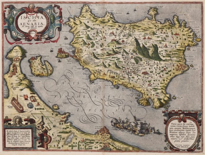 Old map of Ischia by Abraham Ortelius, 1595