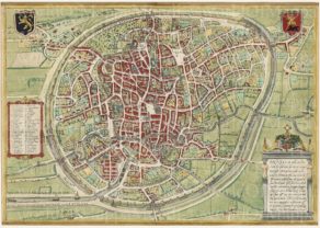 Old map of Brussels by Braun and Hogenberg, 1572