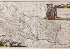 Old double folio map of the Danube River by Willem and Joan Blaeu