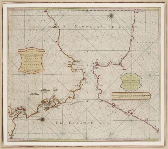 Old map of the Strait of Gibraltar by van Keulen, 1717