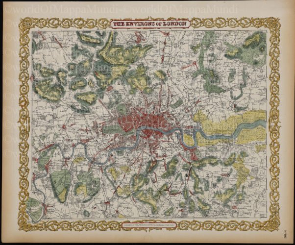 Old map of the Environs of London by Johnson & Browning, 1866