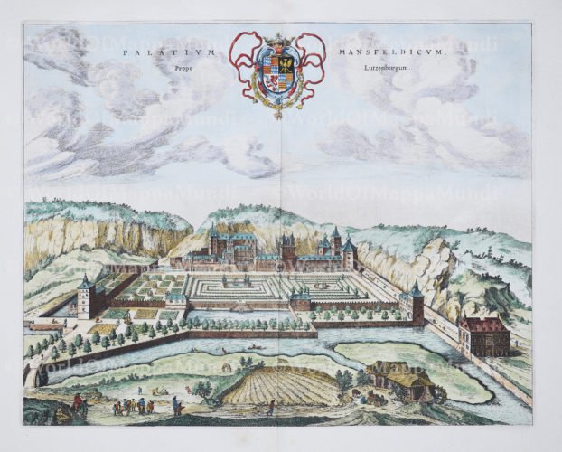 Old view Palace of Mansvelt by Blaeu 1649