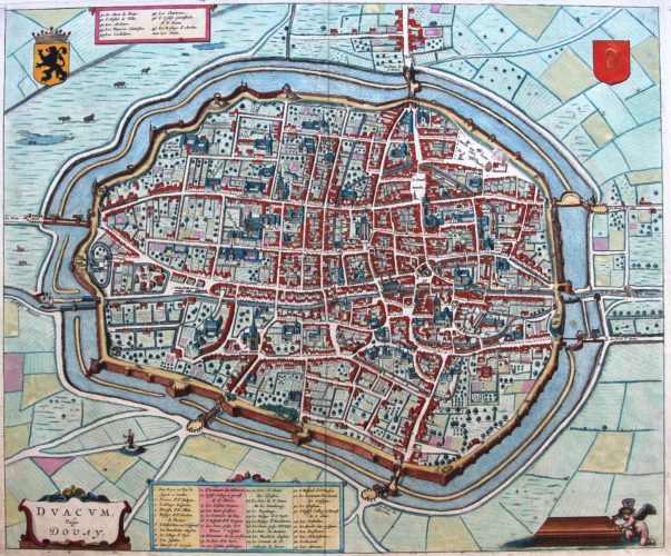 Old map of Douai by Joan Blaeu, ca. 1660