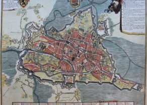 Old city map of Gent / Ghent (siege of he town in 1708) by Fricx, 1712