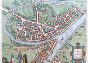 Old map of Namur by Braun and Hogenberg, 1599