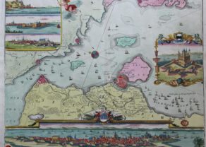 Old map of Copenhagen, Denmark, Oresund by Homann, ca. 1720