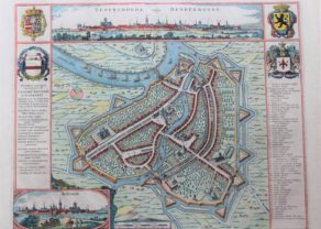 Old map of Dendermonde by Joan Blaeu, 1649