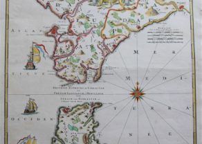 Old map of the Strait of Gibraltar by Homann Heirs (Weidler) after Petit, 1757