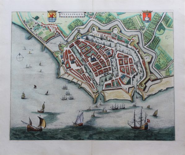 Old map of Vlissingen (Flushing) by Joan Blaeu, 1649