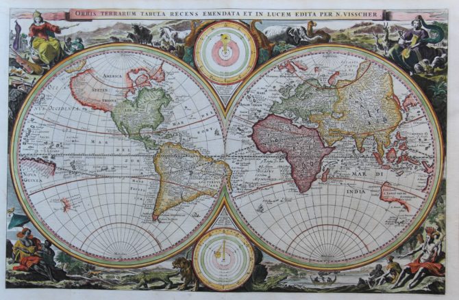 Old map of the World by Visscher, 1665