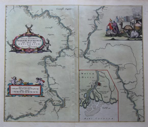 Old map of the Wolga River by Joan Blaeu, Atlas Maior