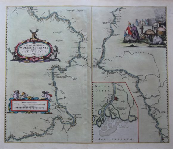 Old map of the Wolga River by Joan Blaeu, Atlas Maior