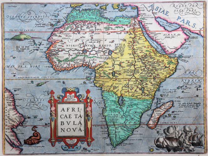 Old antique map of Africa by Abraham Otrelius (Theatrum Orbis Terrarum)