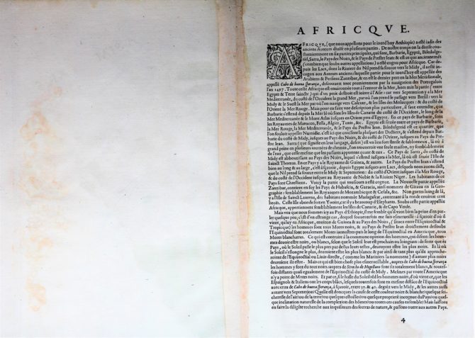 Back of old antique map of Africa by Abraham Ortelius (Theatrum Orbis Terrarum)