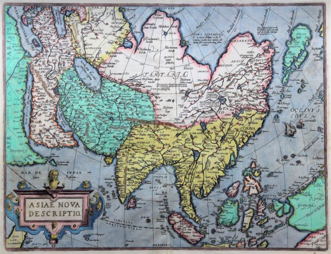 Old antique map of Asia by Abraham Ortelius (Theatrum Orbis Terrarum)