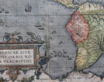 Old map of The Americas (Americae sive novi Orbis nova descriptio) (South America) by Ortelius 1595