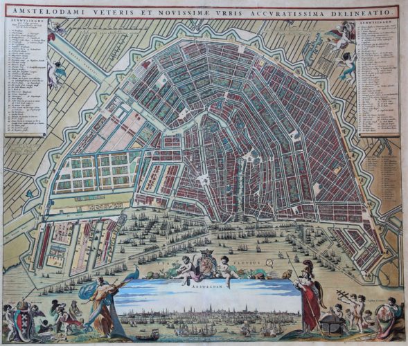old map of Amsterdam by N. Visscher, ca 1695