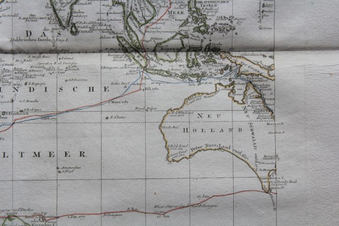 Travels and discoveries by James Cook (Eastern Hemisphere: Australia), 1789, by Roberts and Schraembl