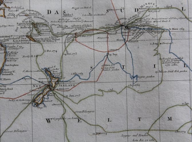 Travels and discoveries by James Cook (Western Hemisphere: New Zealand), 1789, by Roberts and Schraembl