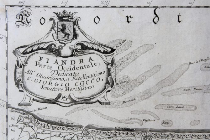 Fiandra parte occicentale (cartouche), Coronelli, ca. 1650