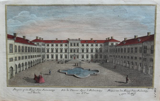 Optica print of Fredericksberg (Copenhagen) by Casper Wüst, 1746