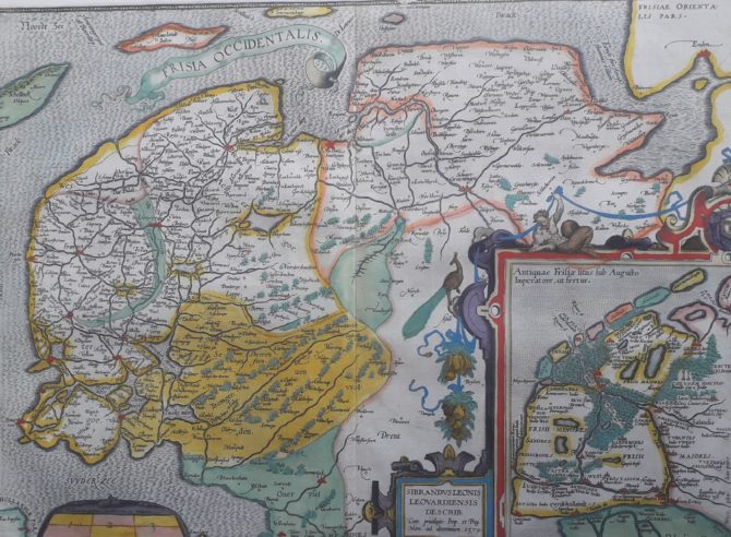 Old map of Frisia occidentalis (West Friesland) by Ortelius