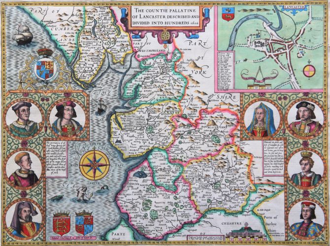 Old map of Lancastershire by John Speed, 1610