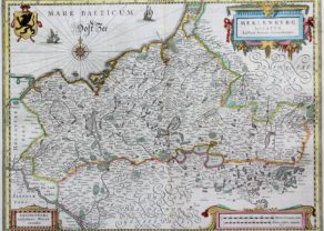 Old map of the Duchy of Mecklenburg, published by Willem and Joan Blaeu, 1635