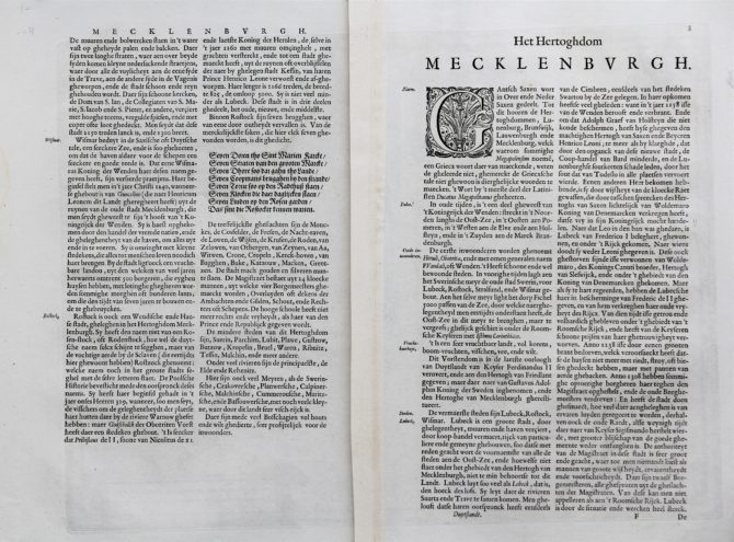 Old map of the Duchy of Mecklenburg (verso), published by Willem and Joan Blaeu, 1635