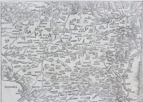 Upper Danube and Upper Rhine - Suevia et Bavaria XI Nova Tabula by Sebstian Münster, 1540